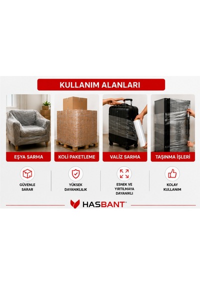 Has Bant Streç Film Şeffaf 50 Cm 100 M - 17 Mikron - 1,3 Kg - Taşınma Ve Paketleme İçin
