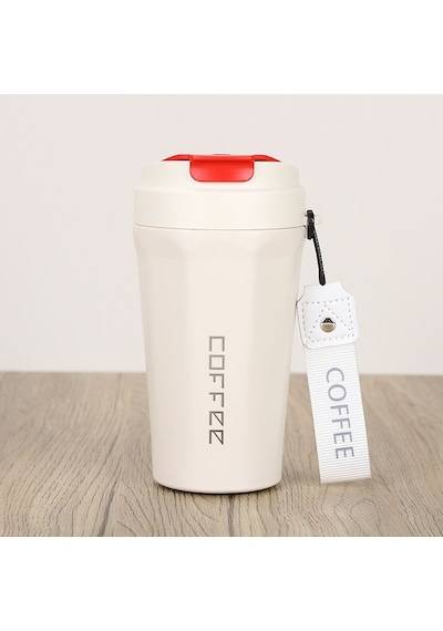 Komple 304 L Çelik Beyaz  410 ml Kahve El Termos Mug cin398by