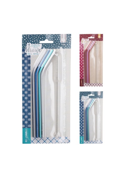 Koopman Renkli Fırçalı Çelik Pipet 5 Parça 2 Adet