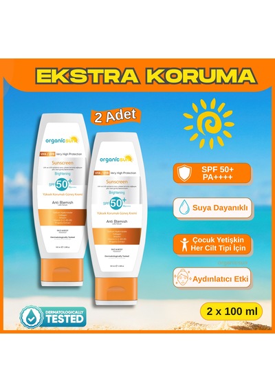 Organicsun Spf 50+ Yüz Ve Vücut Güneş Kremi 100 Ml 2'li Set