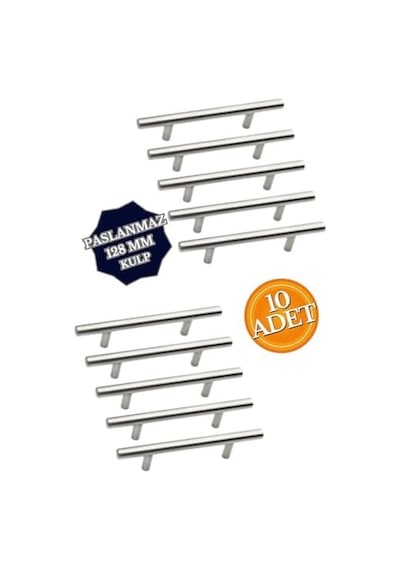 Paslanmaz Metal Kulp, Inox Dolap Çekmece Mobilya Kulbu, Tv Ünitesi Yatak Odası Vestiyer Mutfak İçin 128 Mm, Adet, 10 Açık Kahverengi