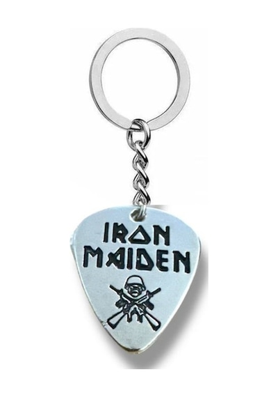 Iron Maiden Metal Grubu Pena Şeklinde Çift Taraflı Rock İşaretli Metal Anahtarlık