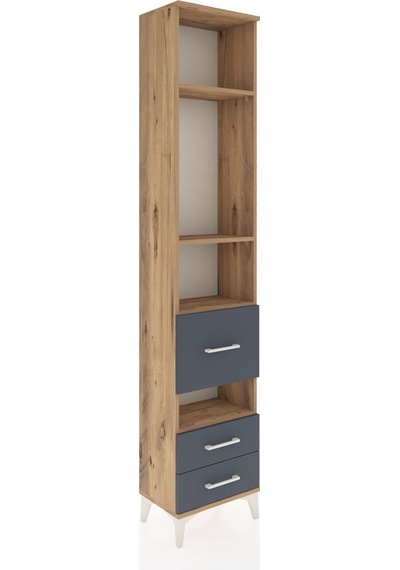 Arges Dolap 4 Raflı 3 Çekmeceli 44x30x221 Çam-antrasit Çam