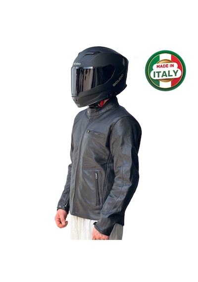 Scudo Teksas 4 Mevsim Hakiki Deri Erkek Motosiklet Ceketi
