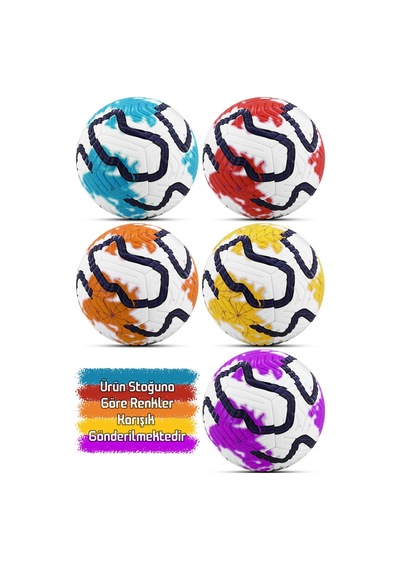 Telvesse Futbol Topu Color Pompalı Set Sert Zemin Halı Saha Futbol Topu Hibrit No:5 Çok Renkli