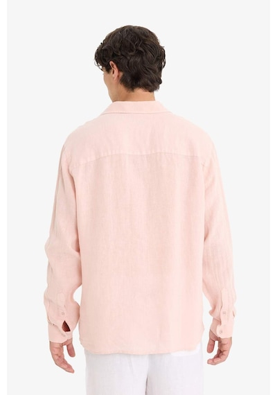 Defacto %100 Keten Relax Fit Uzun Kollu Gömlek F4598ax25hspn610 Pembe