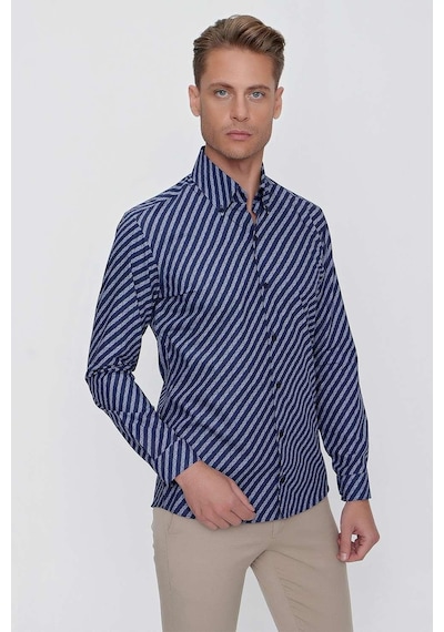 Efor G 1517 Slim Fit Lacivert Spor Gömlek Lacivert
