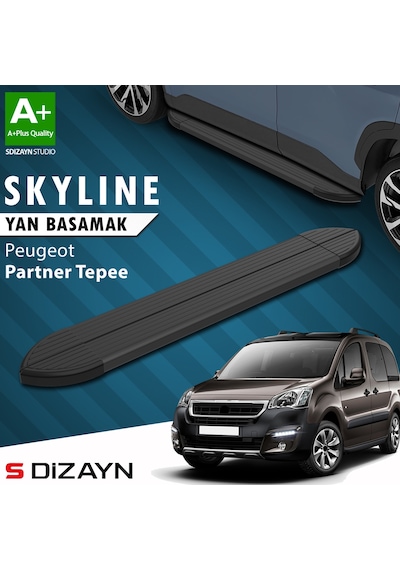 S-dizayn Peugeot Partner 2 Tepee Skyline Siyah Yan Basamak 193 Cm 2008-2018 A+ Kalite