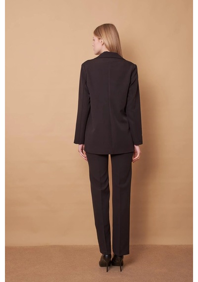 Kadın Yakalı Cep Kapaklı Uzun Kol Hafif Likralı Kumaş Oversize Blazer Ceket Pantolonu Jument 40075 -siyah Siyah Kadın Yakalı Cep Kapaklı Uzun Kol Hafif Likralı Kumaş Oversize Blazer Ceket Pantolonu Jument 40075 -siyah Siyah