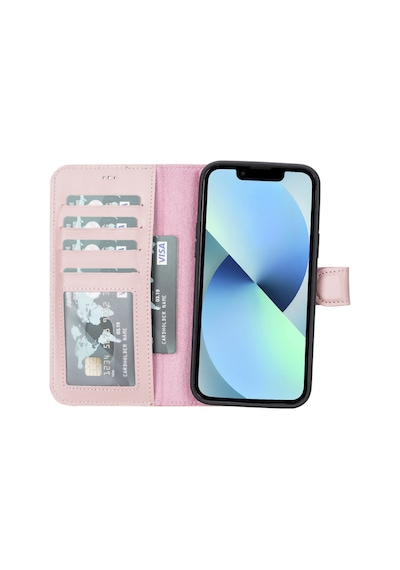 Apple Uyumlu iPhone 14 Plus Deri Cüzdanlı Kılıf Mwwn Nu2 Pembe