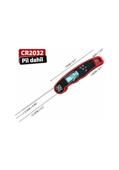Okunan Mutfak Termometresi - Katlanabilir Arkadan Aydınlatmalı Lcd Ekran 240 Dönebilen Prob -50 C 300 C Aralığı