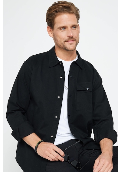 Tudors Relax Fit Rahat Kesim Çıtçıtlı Tek Cep Apaj Yaka 4 Mevsim Denim Düz Siyah Erkek Gömlek-31197-siyah Siyah Tudors Relax Fit Rahat Kesim Çıtçıtlı Tek Cep Apaj Yaka 4 Mevsim Denim Düz Siyah Erkek Gömlek-31197-siyah Siyah