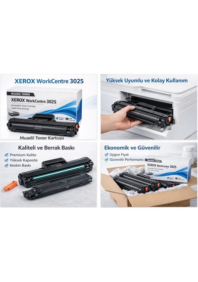 Xerox Workcentre 3025 - Phaser 3020  Uyumlu Çipli Dolu Toner