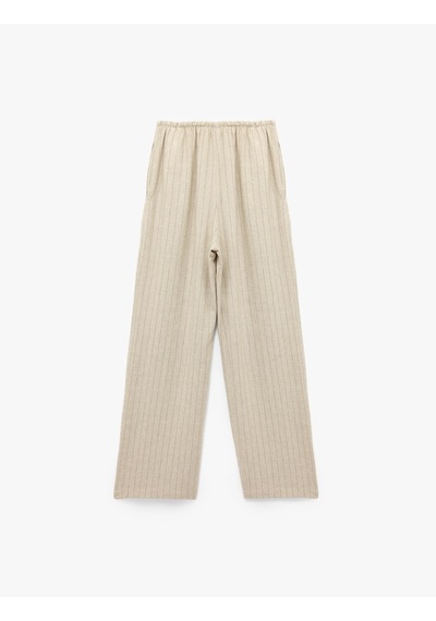 Koton Beli Bağcıklı Keten Karışımlı Rahat Kalıp Çizgili Geniş Paça Pantolon Bej Çizgili 5sal40049ıw Ekru Çizgili Ekru Koton Beli Bağcıklı Keten Karışımlı Rahat Kalıp Çizgili Geniş Paça Pantolon Bej Çizgili 5sal40049ıw Ekru Çizgili Ekru
