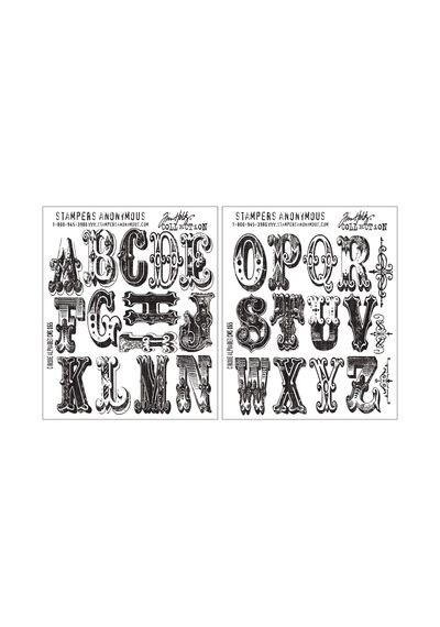 Stampers Anonymous Tim Holtz Kauçuk Yapışma Damgası, 17,8 X 21,6 Cm, Motif: Cirque Alfabe