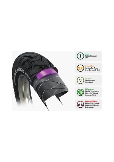 Cst Tourance Ride Ambro Amber Yanak 20x4.0 3mm Zırhlı İç Dış Lastik Seti Elektrikli Bisikletl