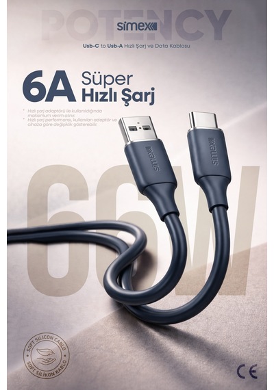 Simex 66w Hızlı Şarj Usb/type-c Kablo Samsung, Huawei, Honor, Uyumlu - Soft Silikon, Dayanıklı 1.2m Spk-14
