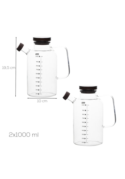 Porsima Lm-0108 Verra Kapaklı Borosilikat Cam 2li Yağlık Sirkelik Yağdanlık Seti 1000ml Şeffaf