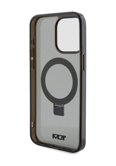 Apple Uyumlu iPhone 15 Pro Max Kılıf Tumı Lisanslı Magsafe Özellikli Pc Tpu Metal Logolu Ring Standlı
