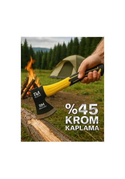 500 Gr Profesyonel Kamp Ve Bahçe Baltası - Karbon Çelik - Ergonomik Sap