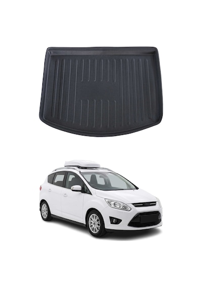 Ford C-max 5 Koltuklu 2011+ Uyumlu Araca Özel Kauçuk Tpe Bagaj Havuzu Siyah