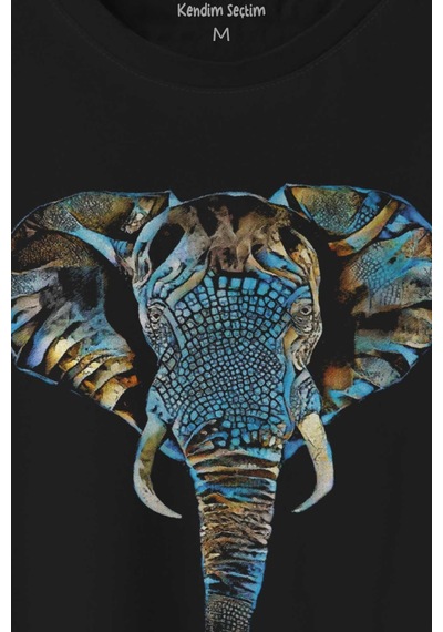 Renkli Fil Silüeti Elephant Animal Belgesel Doğa Çizim Baskılı Tişört Unisex T-shirt 001