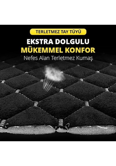 Tay Tüyü Cepli & Terletmez Sırtlı Oto Koltuk Minder Seti - Koltuk Koruma Kılıfı - Ön Ve Arka Koltuk Minder Set Siyah-siyah