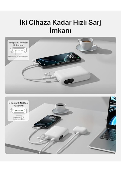 Belkin Bpb027hqwh Boostcharge 10.000 Mah 20w Usb-c Powerbank Dijital Göstergeli Taşınabilir Şarj Cihazı - Beyaz Siyah