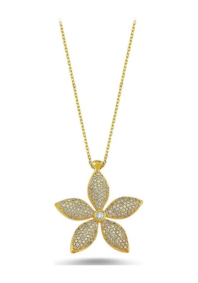 Çiçek Model Zirkon Taşlı Hayalet Kolye (498564570)
