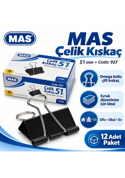 Mas 937 Çelik Kıskaç 51 Mm Omega Kollu 12 Adet Natural