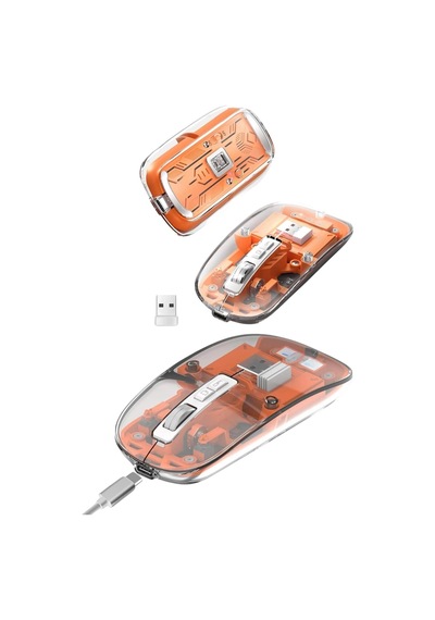 Sessiz Tıklama Çift Modlu Bluetooth Ve Alıcı Şeffaf Mouse Fare 26310698