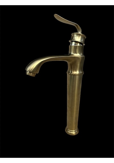 İsaoğlu Yapı Mat Gold Çanak Lavabo Bataryası Vintage Model Yüksek Lavabo Armatürü Mat Altın Gold