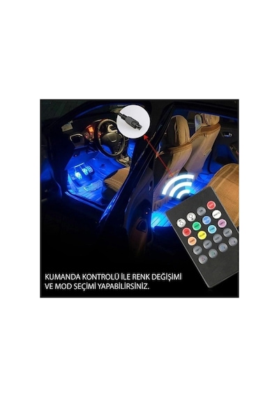 Duffa Premium Rgb Araç İçi Atmosfer Led Aydınlatma Seti - Sese Duyarlı Müzik Ritimli Araba Ayak Altı Led Şerit,