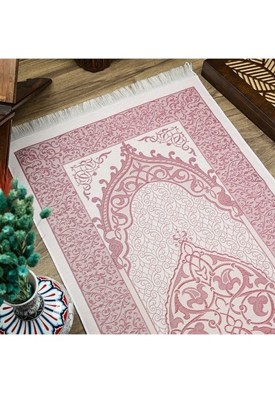 Hediyelik İpek Nur Tafta Seccade Açık Bordo 68x110 Cm - 200 Gr Çok Renkli