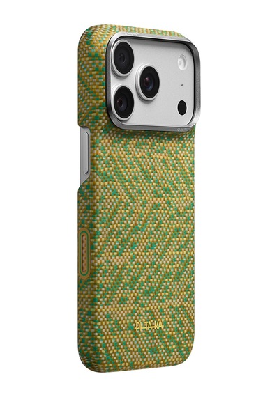 Apple Uyumlu Apple iPhone 18 Pro Max Kılıf M-safe Özellikli Aramid Karbon Fiber Pitaka Wind Over Wheat Kapak Sarı-yeşil Sarı - Yeşil