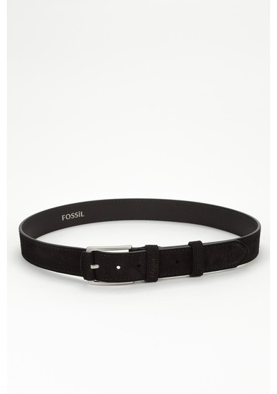 Fossil Hakiki Süet Deri 4 Cm Yarma Spor Kemer Siyah Siyah