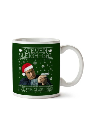 Steven Sleigh Gal Seagal Christmas Knit İki Tarafı Baskılı Kupa Bardak Çok Renkli