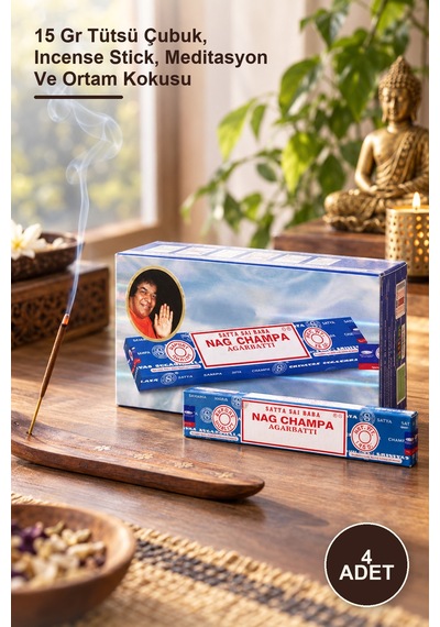 4 Adet Nag Champa Aromalı Çubuk Tütsü 15 Gr Tütsü Çubuk, Incense Stick, Meditasyon Ve Ortam Kokusu