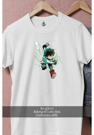 Bahriyeli Collection Oversize My Hero Academia Anime Manga Bones Tasarımlı Unisex T-shirt Beyaz
