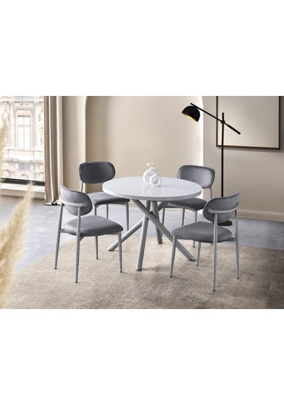 Truva Polo Yuvarlak Açılır Mdf Mutfak Masa Sandalye Takımı 104cm Gri
