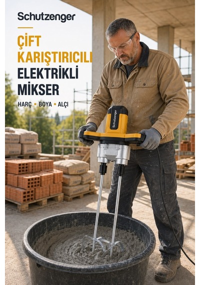 2700w Çift Karıştırıcılı Alçı Boya Harç Karıştırıcı Elektrikli Makine Sarı 728z