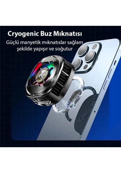 Coofbe Göstergeli Rgb Işıklı15w Magsfe Uyumlu Kablolu Soğutma Levhalı Ultra Telefon Soğutucu Radyatör 3 Modlu
