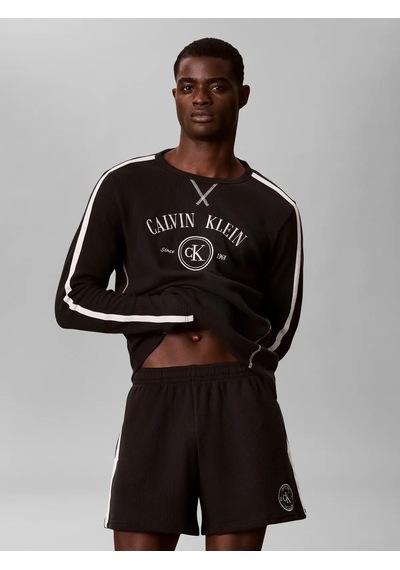 Calvin Klein Waffle L/s Crew Neck, Ub1 Siyah Erkek Sweatshirt