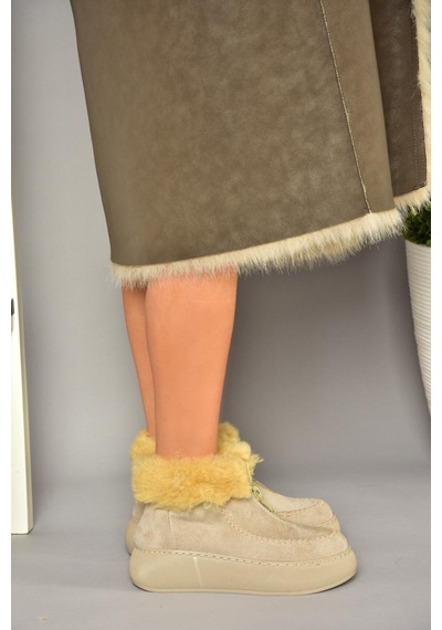 Fox Shoes T811231102 Bej Süet Kadın Bot Bej