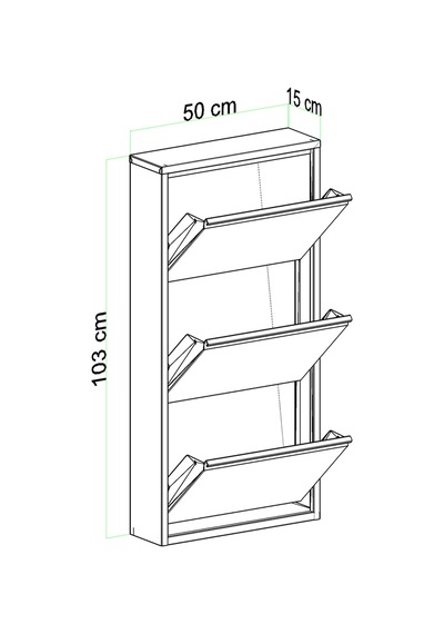 Evdemo 3 Kapaklı Metal Ayakkabılık Pudra