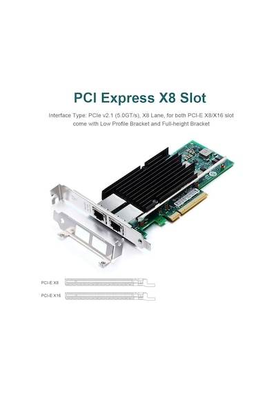 Dell 540-BBHD Intel X540-T2 2 Port 10GbE Nic Network Kartı