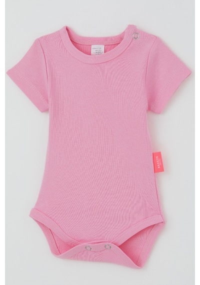 Breeze Kız Bebek Çıtçıtlı Kısa Kollu Zıbın Body Basic 0-9 Ay , Pembe