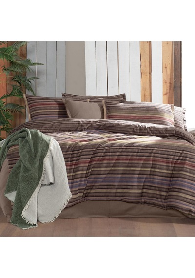 Fauna King Size Battal Boy %100 Pamuk Flanel Pazen Nevresim Takımı Kahve Kahverengi