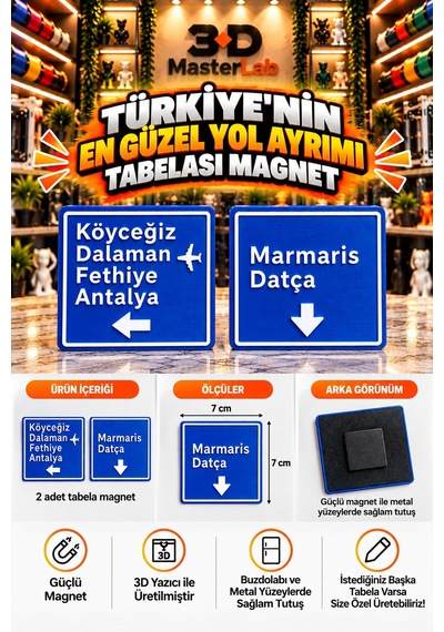 2 Li Set Magnet / Tabela Magnet / Yol Tabelası Magnet / Dolap Süsü