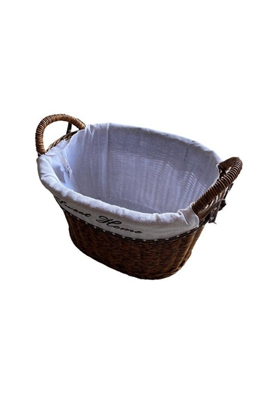 Kulplu Oval Kumaşlı Sepet Orta Boy 28 X 19 X 23 Cm Kahverengi